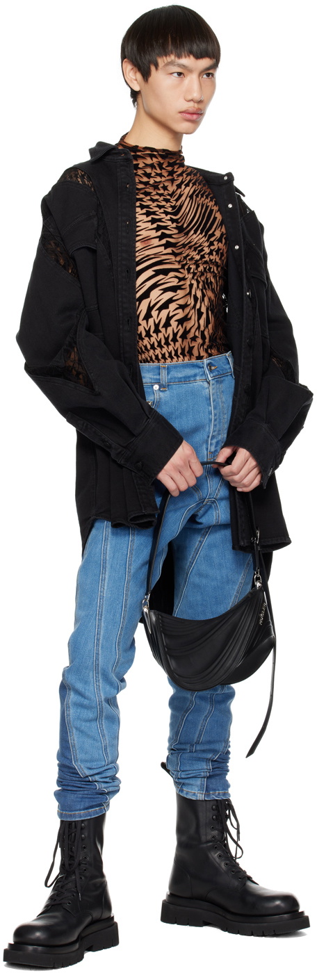 Mugler Black Oversized Denim Jacket