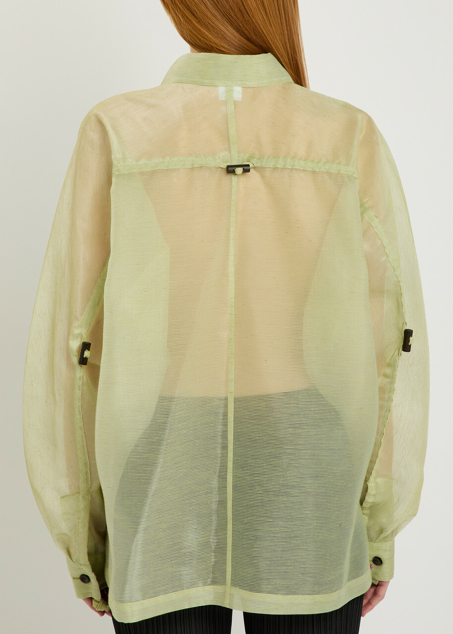 Issey Miyake Drawstring Organza Shirt Olive