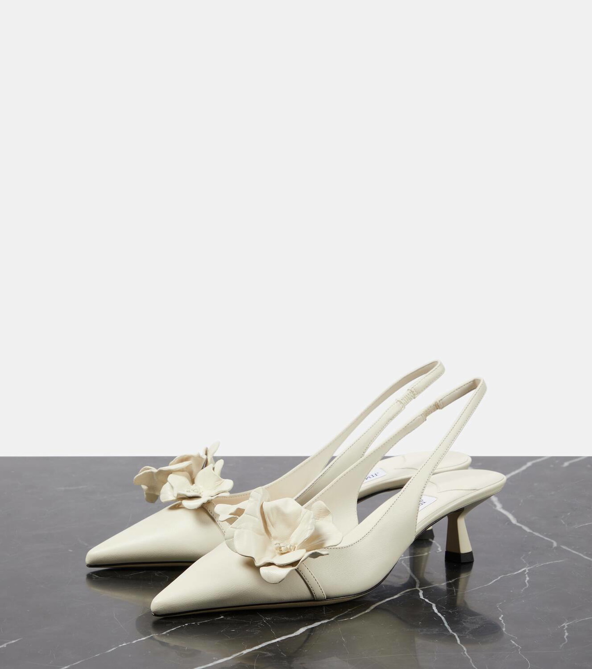 パンプス JIMMY CHOO AMITA FLOWER NAPPA LEATHER SINGLE BACK PUMPS AMITA/FLOWERS 45 | Rose Nappa Leather Sling Back Pumps with