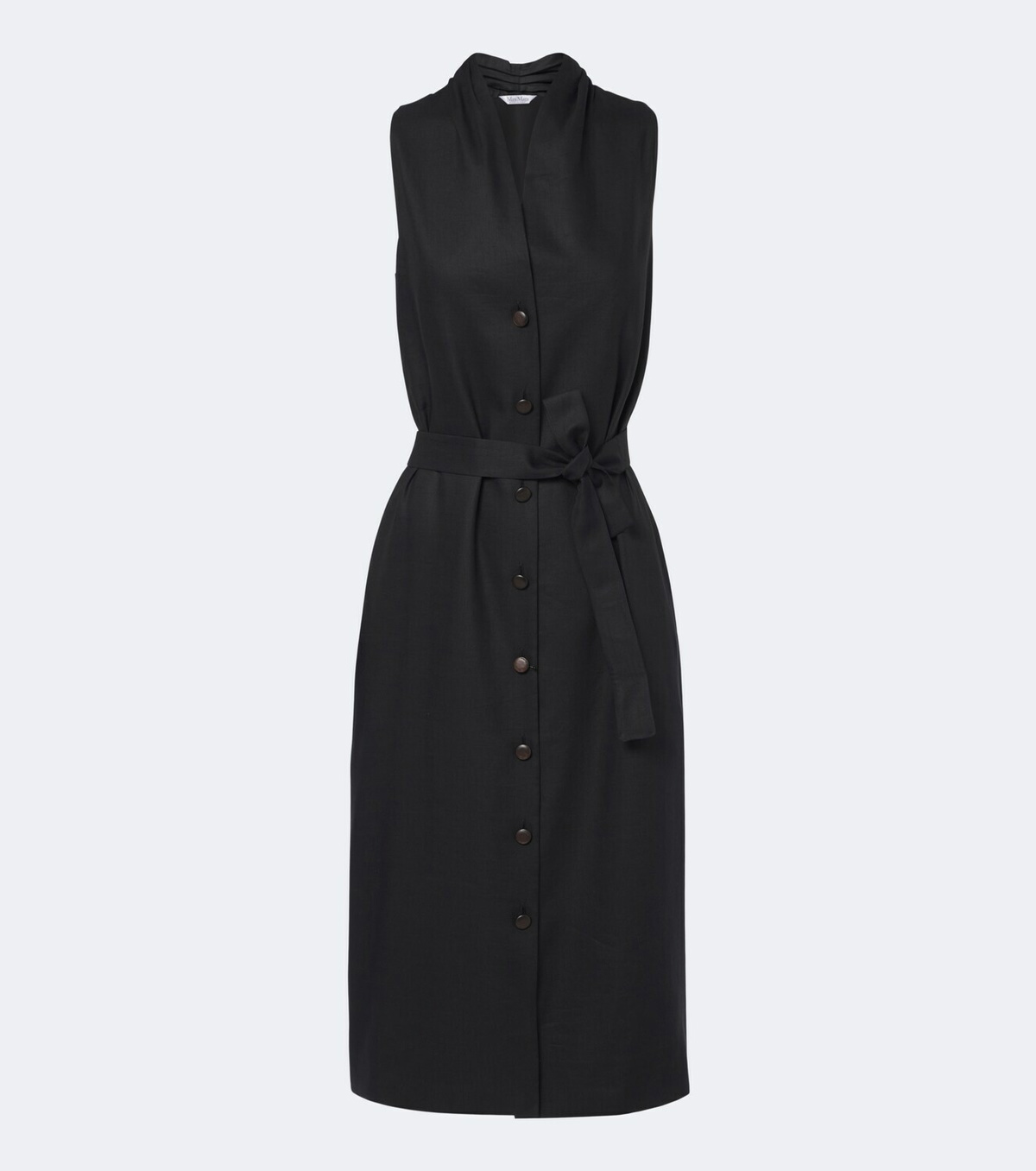 Max Mara Belted linen and silk midi dress