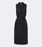 Max Mara Belted linen and silk midi dress