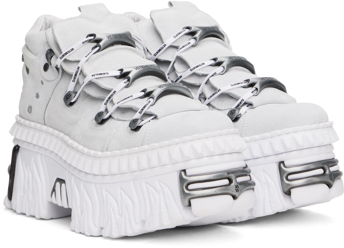 VETEMENTS White & Gray New Rock Edition Fire Platform Sneakers