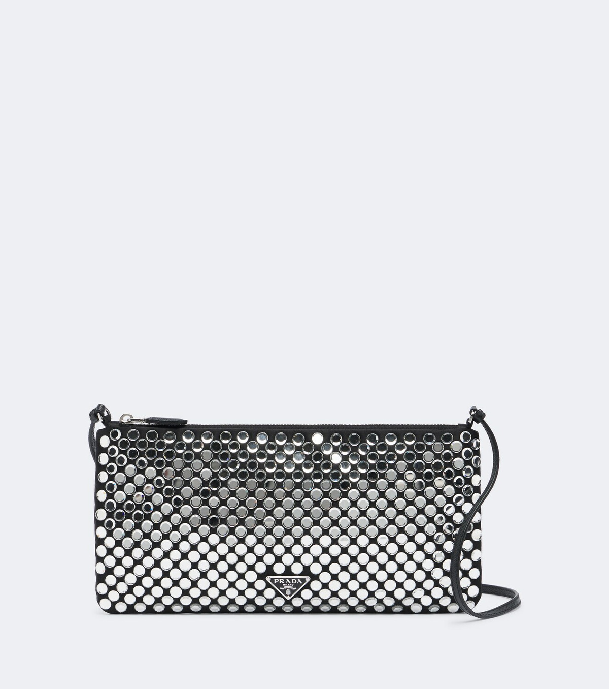 Prada Embellished leather-trimmed crossbody bag