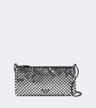 Prada Embellished leather-trimmed crossbody bag