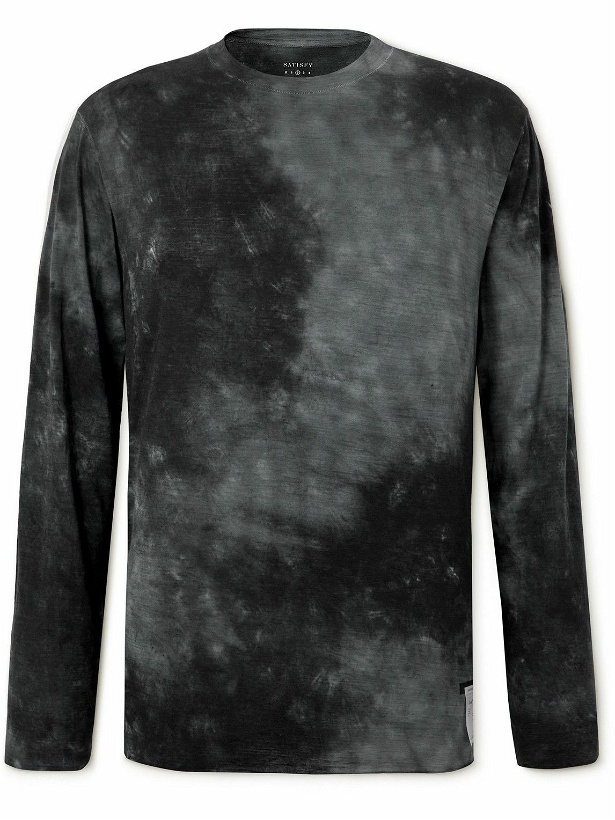 Photo: Satisfy - Tie-Dyed CloudMerino™ Jersey Running T-Shirt - Gray