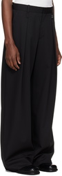 WOOYOUNGMI Black One-Tuck Wide Wool Trousers