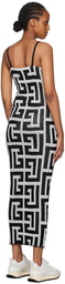 Balmain Black & White Monogram Midi Dress