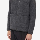 Universal Works Men's Wool Fleece Cardigan in Charcoal