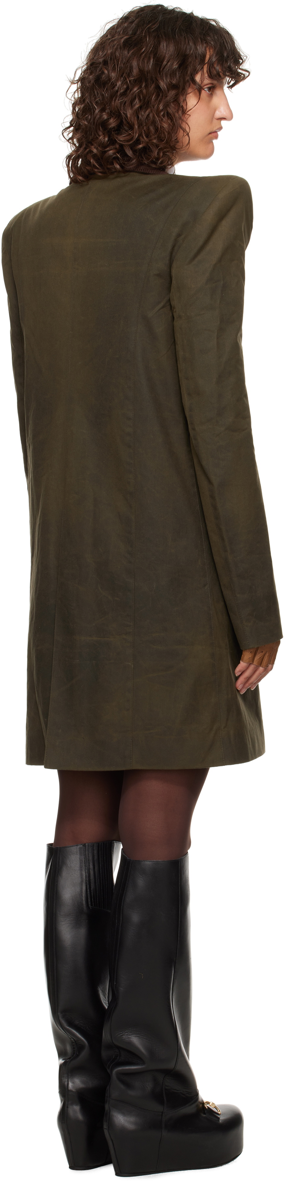 LAURA ANDRASCHKO Khaki Pagoda Hunting Midi Coat