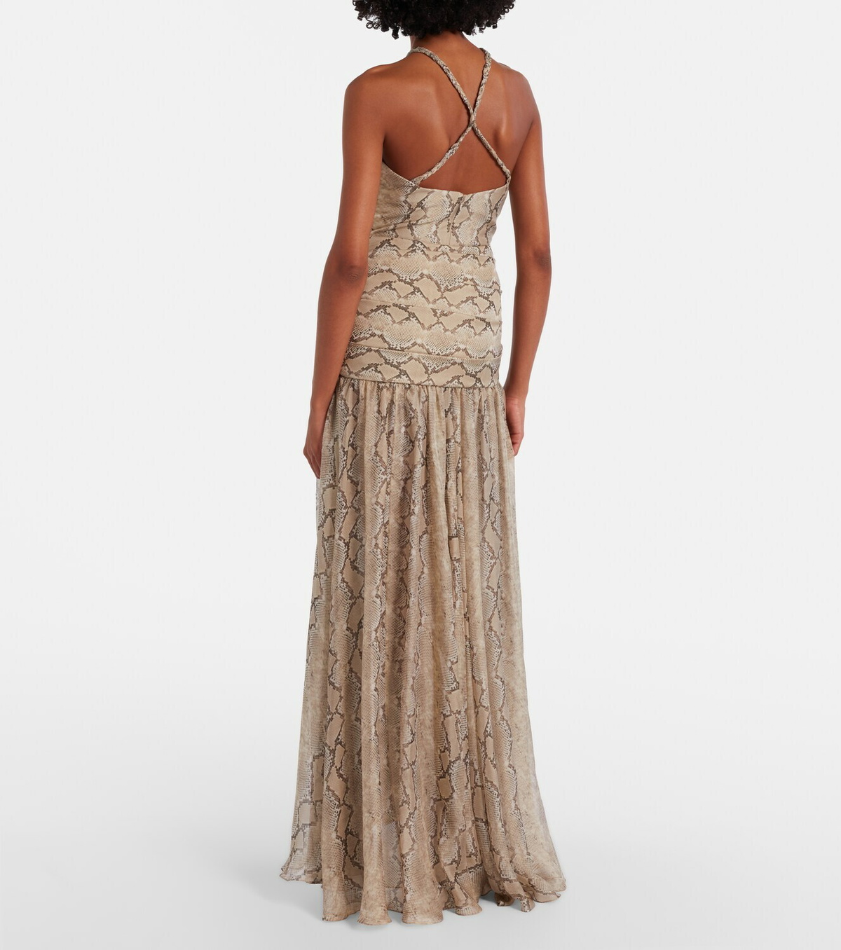 Elie Saab Snake-print silk chiffon maxi skirt