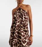 Faithfull Jensen animal-print halterneck satin top