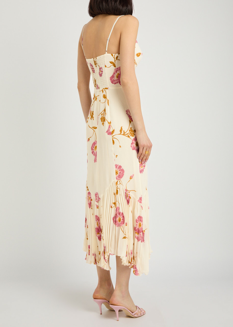Reformation Aiko Floral-print Chiffon Midi Dress Multicoloured