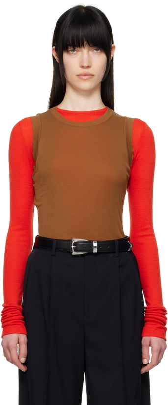 Photo: AURALEE Brown Super High Gauge Sheer Tank Top