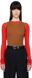 AURALEE Brown Super High Gauge Sheer Tank Top