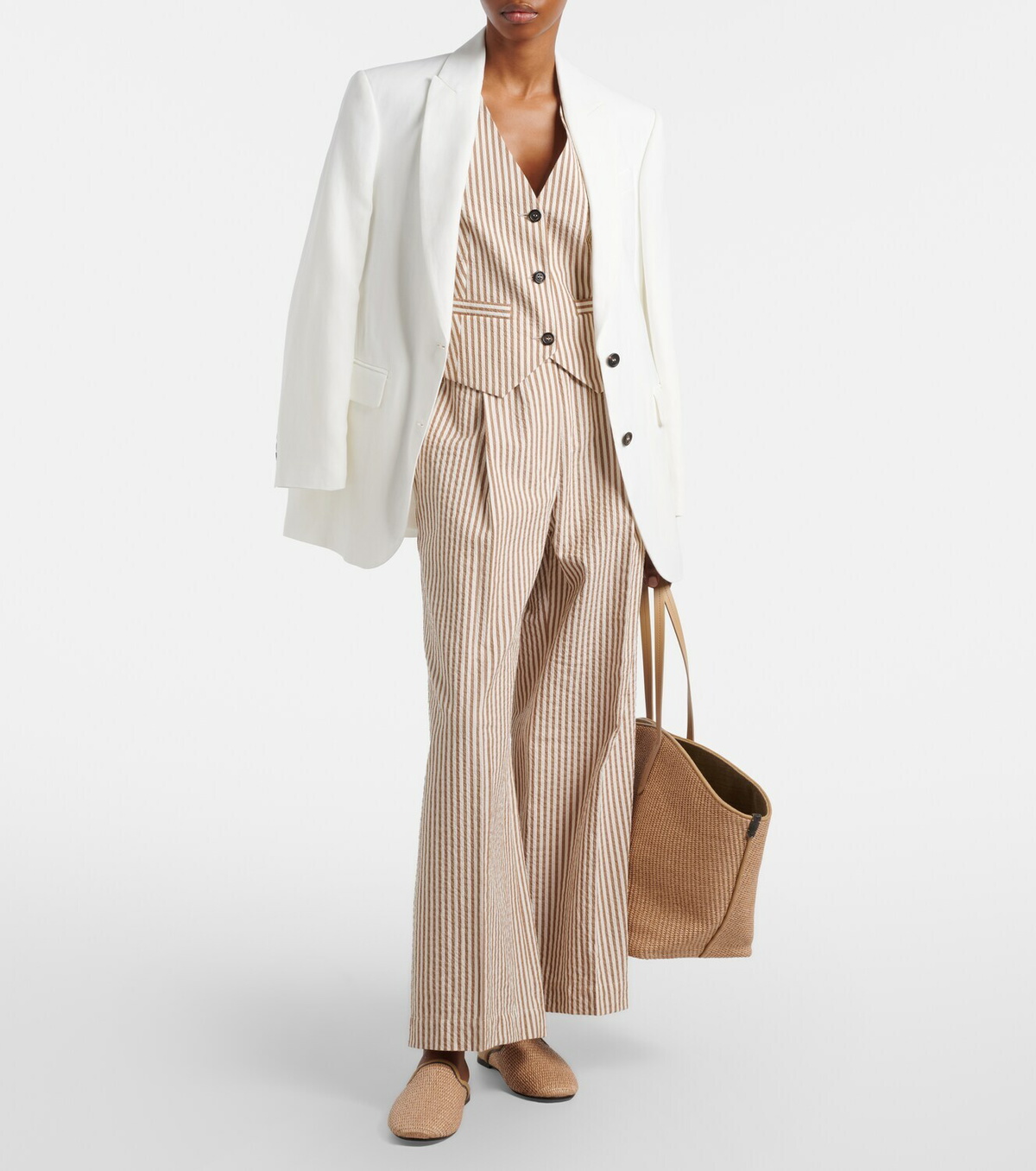 Brunello Cucinelli Striped cotton-blend vest