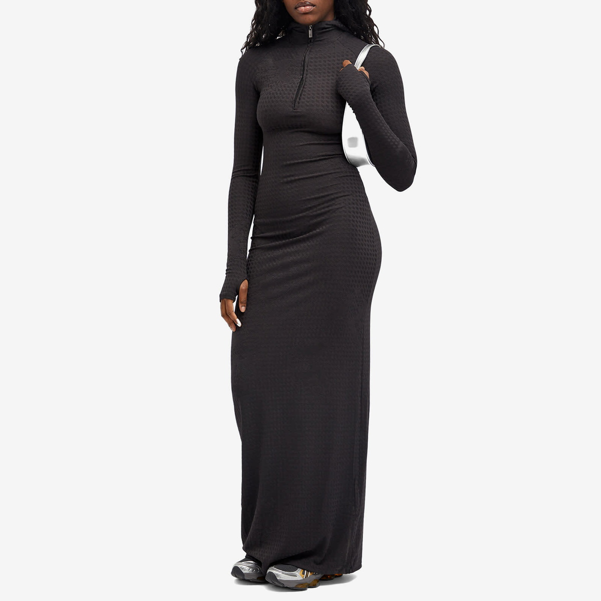 Daily Paper Women's Nefei Trapped Midi Dress in Obsidian Black