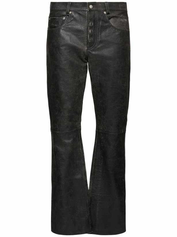 Photo: ENFANTS RICHES DÉPRIMÉS Distressed Flared Raw Hem Leather Pants