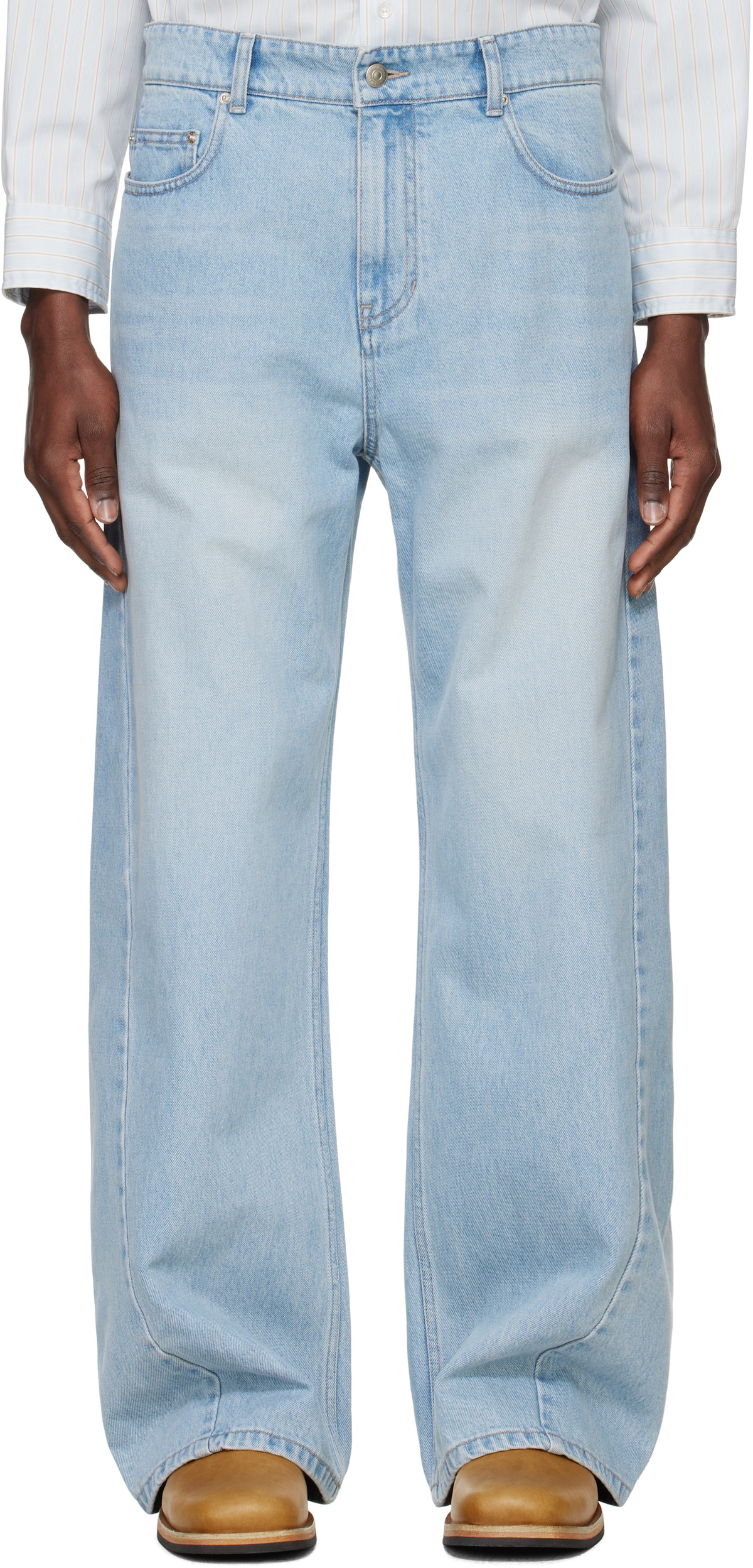 System Blue Twisted Side Seam Denim Jeans