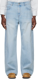 System Blue Twisted Side Seam Denim Jeans