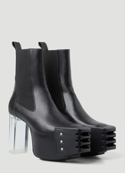 Grilled Platform Heeled Boots in Black