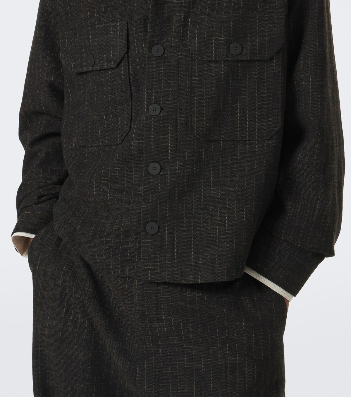 Studio Nicholson Kelver striped cotton and wool-blend jacket