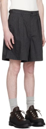 COOR Gray Two Tuck Linen Shorts