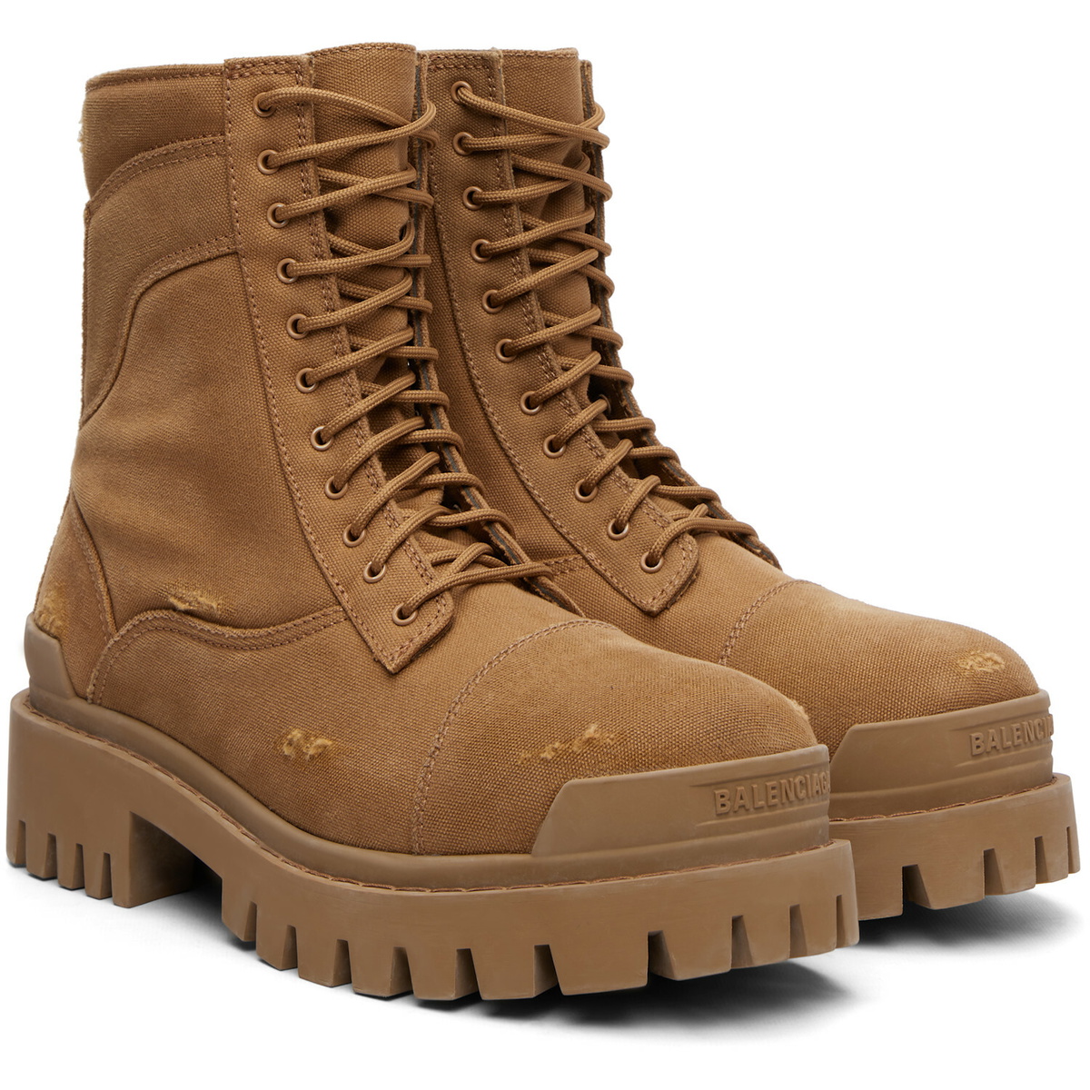 Balenciaga Tan Combat Strike Boots