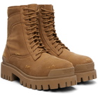 Balenciaga Tan Combat Strike Boots