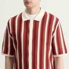 Wax London Men's Porto Knit Stripe Shirt in Ecru/Orange