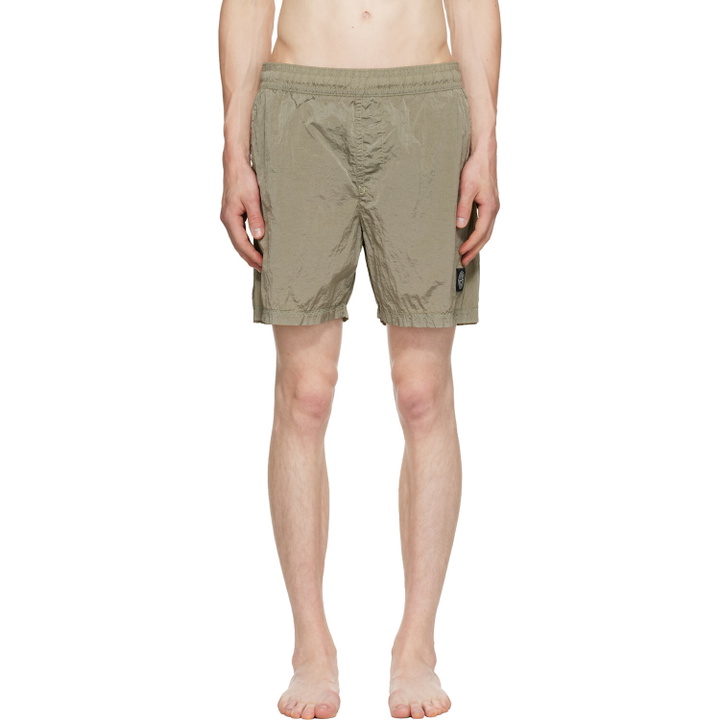 Photo: Stone Island Khaki B100004 Nylon Metal Econyl Swim Shorts