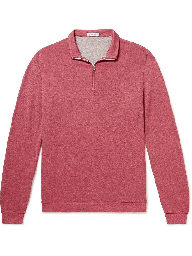 Photo: Peter Millar - Crown Comfort Cotton-Blend Jersey Half-Zip Sweatshirt - Red
