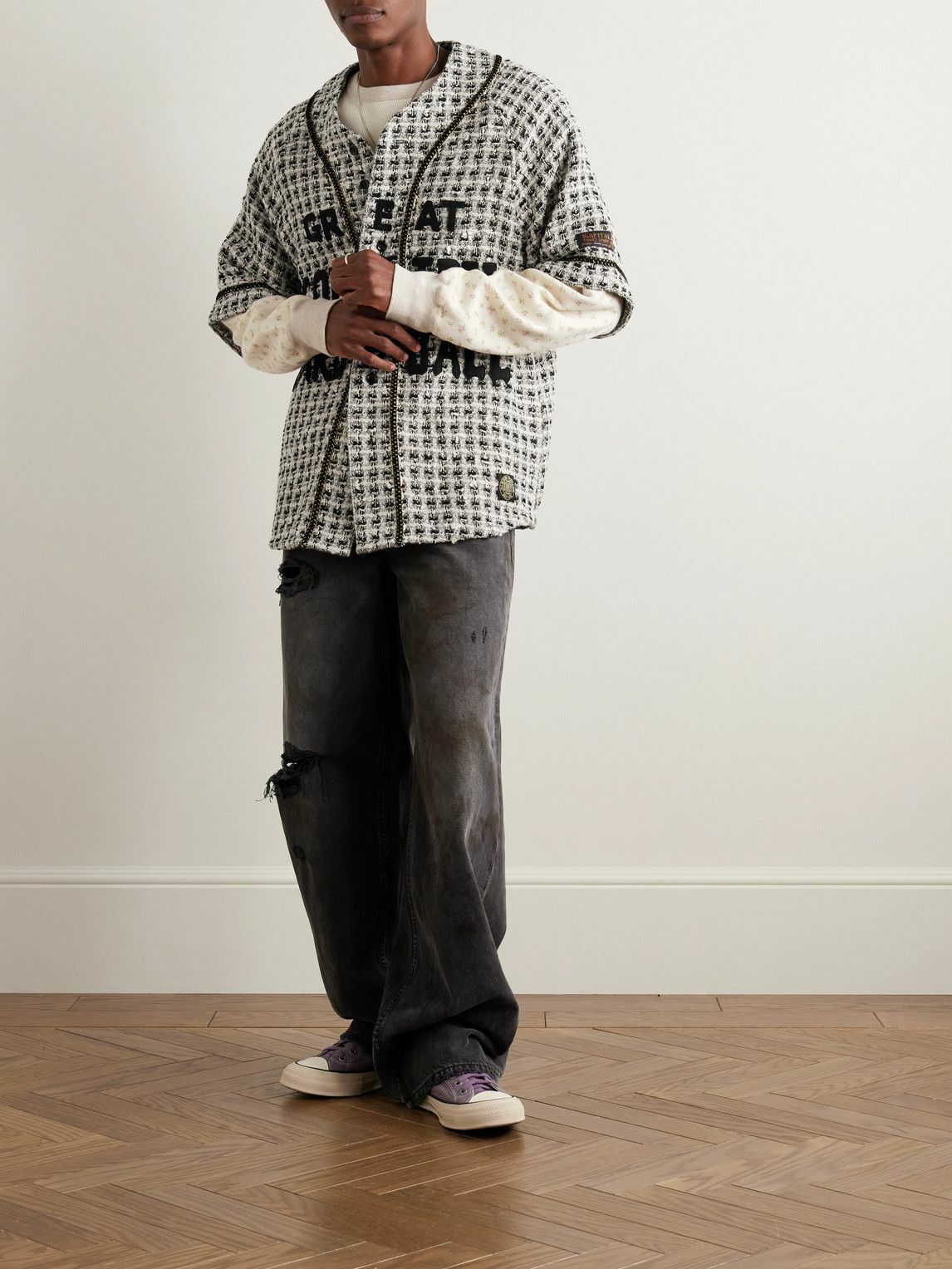 KAPITAL - Great Kountry Appliquéd Embroidered Tweed Shirt KAPITAL