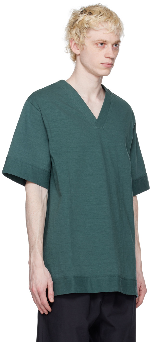 Jil Sander Green V-Neck T-Shirt Jil Sander