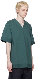 Jil Sander Green V-Neck T-Shirt