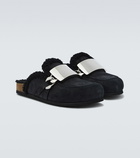 JW Anderson Plaque chain suede mules