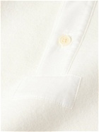 The Row - Dende Poplin-Trimmed Brushed Stretch-Cotton Polo Shirt - White