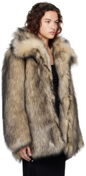 Paco Rabanne Gray Spread Collar Faux-Fur Jacket