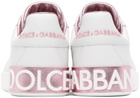 Dolce & Gabbana White & Pink Portofino Low Sneakers