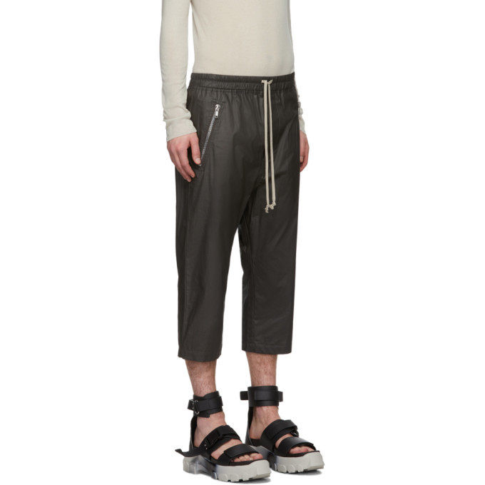 Rick Owens Grey Tecuatl Cropped Drawstring Trousers