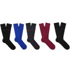 HUGO BOSS - Five-Pack Logo-Intarsia Cotton-Blend Socks - Multi