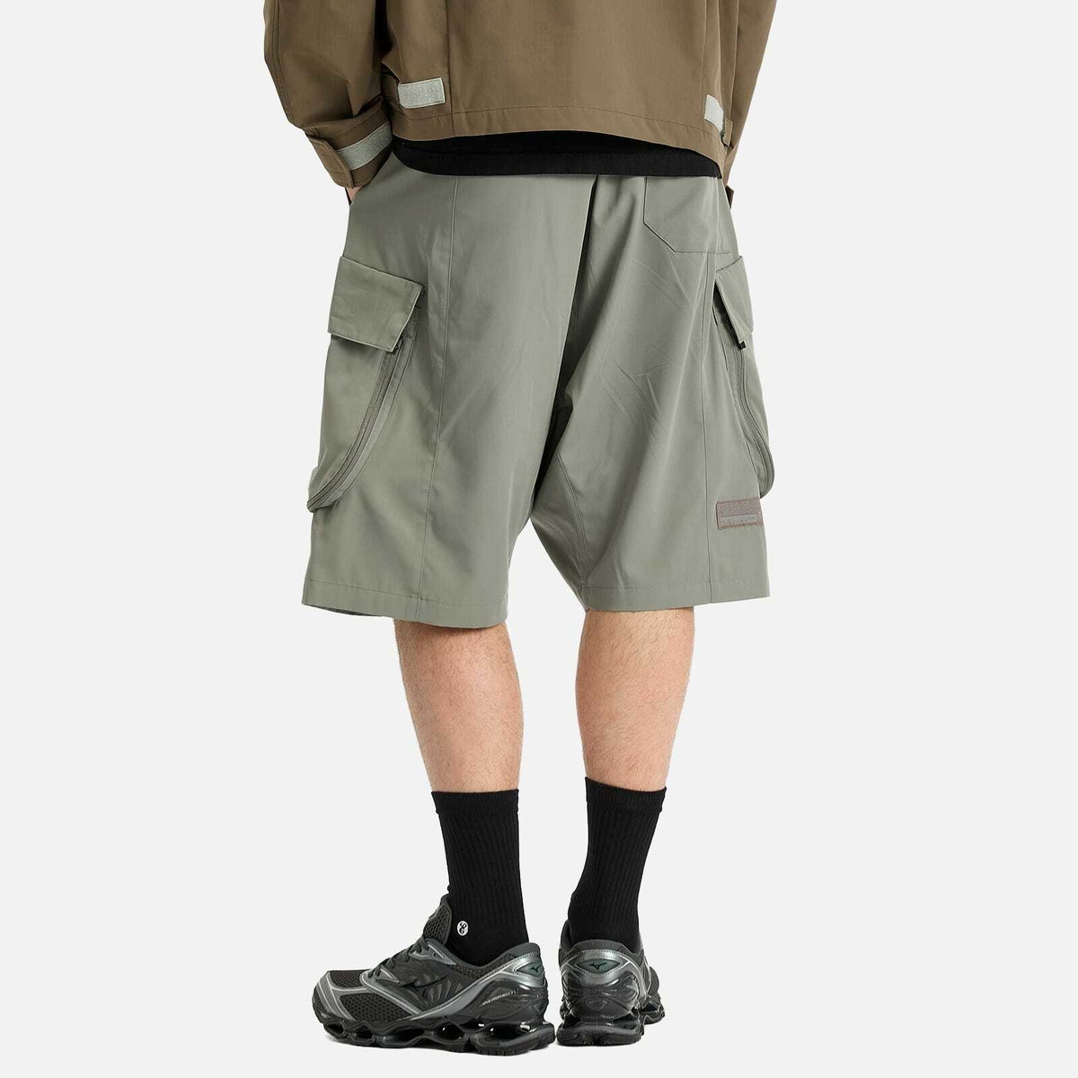 Poliquant Men's Deformed Cargo Pocket Jungle Trousers in Sand Grey