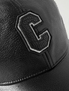 CELINE - Logo-Appliquéd Embroidered Full-Grain Leather Baseball Cap - Black
