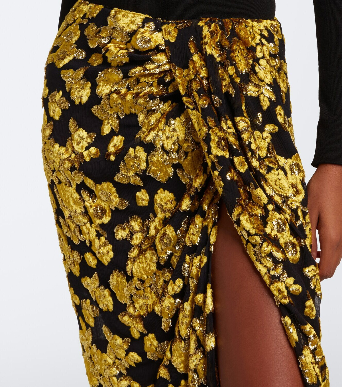 Balmain Embellished jacquard velvet maxi skirt