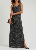 Faithfull The Brand Aurelié Printed Woven Maxi Dress Navy