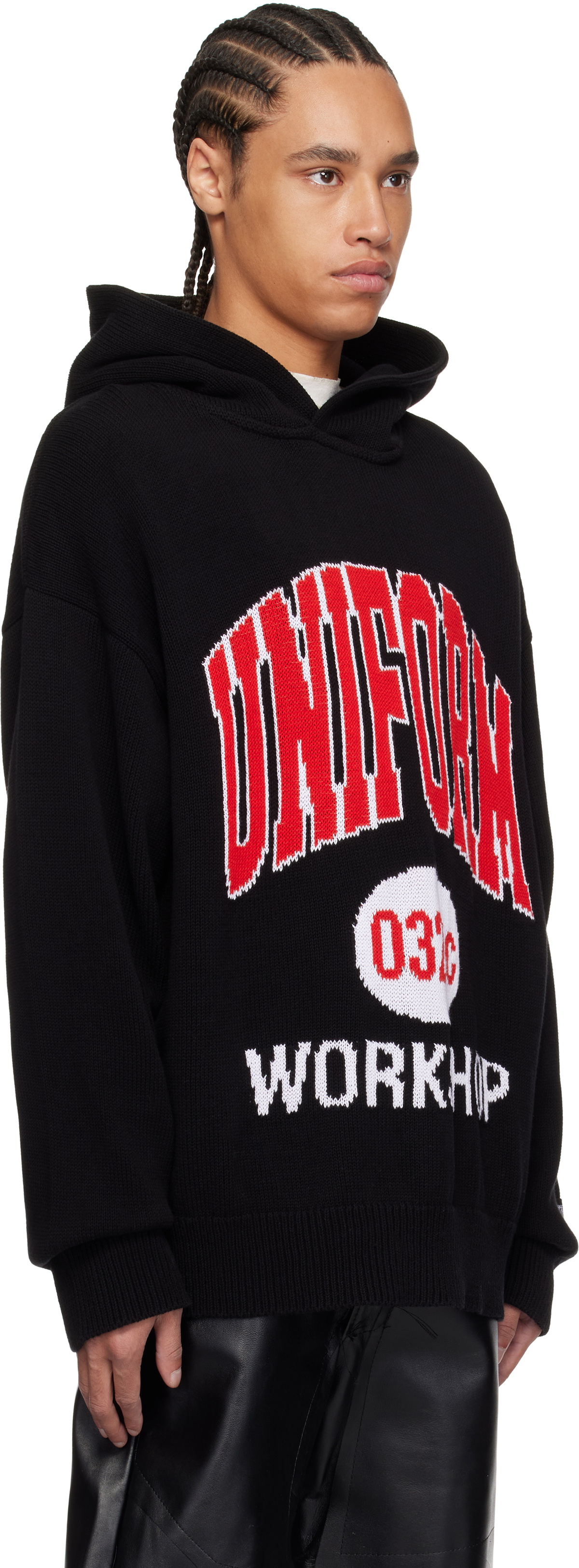 032c Black Lucky Strike Knit Hoodie