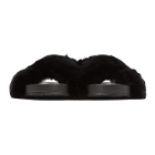 Dolce and Gabbana Black Fur Slides