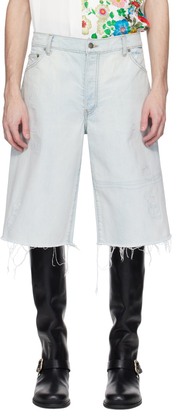 Photo: COÛT DE LA LIBERTÉ Blue Zander Crispy Baggy Denim Shorts