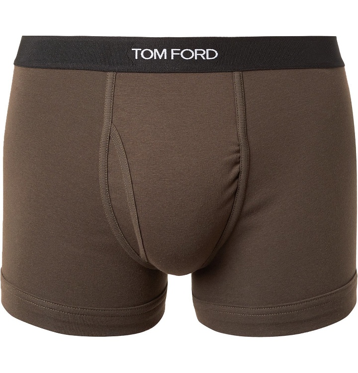 Photo: TOM FORD - Stretch-Cotton Jersey Boxer Briefs - Green