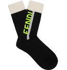 Fendi - Logo-Intarsia Stretch Cotton-Blend Socks - Black