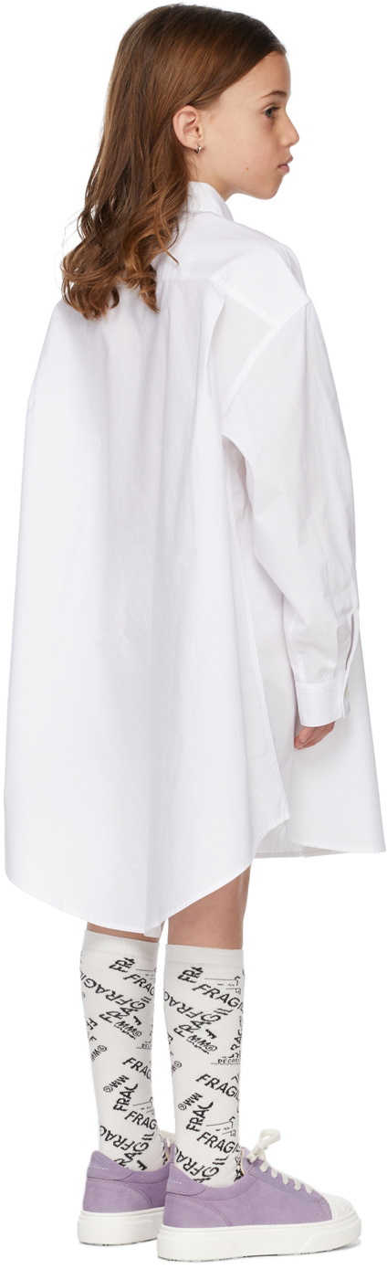 MM6 Maison Margiela Kids White Logo Shirt Dress MM6 Maison Margiela